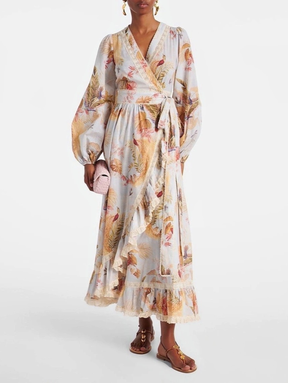 Zimmermann Ascension midi floral dress Floral Linen Midi Dress Size Small NWT